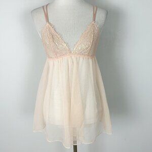 Y2K Victoria’s Secret Pink Sheer Slip Floral Lace Vintage Size Small Women's